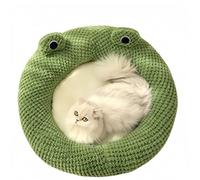 Cute frog round half-shed three-dimensional pet bed for all seasons, a warm plush house suitable for kittens and puppies(B#,M)