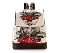 Cute Frog sitting on Mushroom Women Backpack, Small Travel Flap Rucksack Handbag Causal Daypack for Ladies Girls