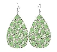 cute frog sitting pose funny Earrings for Women, Colorful Teardrop Leather Earrings for Women Trendy, Tear Drop Earrings Jewelry