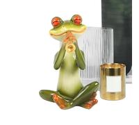 Cute Frog Statue for Garden, Musical Instrument Playing Resin Figurine, Unique Yard Art Sculpture for Lawn Patio Courtyard, Whimsical Outdoor Animal Decor, Perfect Housewarming Gift
