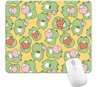 Cute Frog Strawberry Kawaii Green Cartoon Funny Design Mouse Pads Portable Mouse Mat Stitched Edge Mousepad For Work Laptop Gaming 25X30Cm
