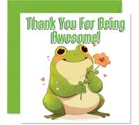 Cute Frog Thank You Card for Boys Girls - Awesome Animals - Thankyou Cards for Son Nephew Daughter Grandson, 145mm Thank You So Much Appreciation Greeting Cards