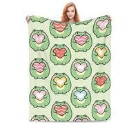Cute Frog Throw Blanket for Women - Super Soft Flannel, 60x50 Inch, Perfect for Couch, Sofa, Living Room Decor, Christmas & Birthday Gifts