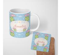 Cute Frog Umbrella Rain Ceramic Mug Large Handle Personalised Custom Name