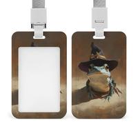 Cute Frog Wearing A Witch Hat ID Badge Holder Retractable Clip Card Holder Card Protector Name Badge Name Tag for Work Office Doctor Nurse