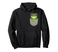 Cute Frog with Glasses in Chest Pocket for animal lovers Pullover Hoodie