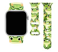 Cute Frog Wristbands Series 11/10/9/8/7/6/Se/Ultra, Green IWatch Bands Compatible With Apple Watch 38mm 40mm 41mm Soft Silicone Strap Adjustable Replacement For Women Men Ladies