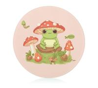 Cute Frogs And Mushrooms Cutting Boards Tempered Glass Chopping Board for Kitchen Multipurpose Cutting Surface Lightweight Round Butcher Block Unique Design Chopping Block