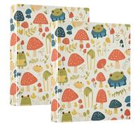 Cute frogs and mushrooms safari smoke 3 notebook binders 3 rings notebook binders with pocket pack 1/2 office supplies 200 sheets