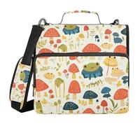Cute frogs and mushrooms safari smoke 3 rings 3.8cm zippered binder bag with handle multiple pockets document organizer school office bag