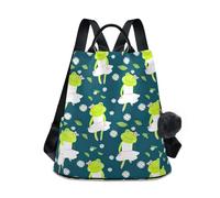 Cute Frogs Ballerinas Green Fashion Women's Backpack, Durable Printed Shoulder Bag with Anti Theft Back Zipper