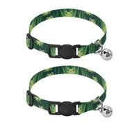 Cute Frogs Grass Green Metal Bell Included Kitten Collar 2 Pack Collar for Puppy