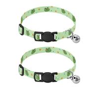Cute Frogs Hearts Green Comfortable Cat Collar, 2 Pack Bell Collar for Small Dogs
