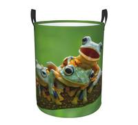 Cute Frogs Print Laundry Hamper Basket Tall Laundry Basket, Hamper For Blanket Storage For Bedroom