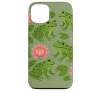 Cute Frogs Sitting Happily on Green Lily Pads Artwork Case for iPhone 13