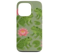Cute Frogs Sitting Happily on Green Lily Pads Artwork Case for iPhone 13 Pro