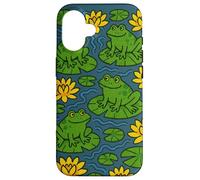 Cute Frogs Sitting Happily on Green Lily Pads Artwork Case for iPhone 16