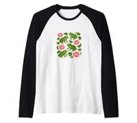 Cute Frogs Sitting Happily on Green Lily Pads Artwork Raglan Baseball Tee