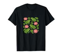 Cute Frogs Sitting Happily on Green Lily Pads Artwork T-Shirt