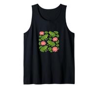 Cute Frogs Sitting Happily on Green Lily Pads Artwork Tank Top