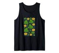 Cute Frogs Sitting Happily on Green Lily Pads Artwork Tank Top