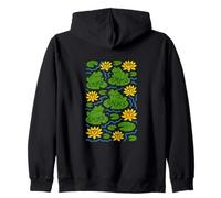 Cute Frogs Sitting Happily on Green Lily Pads Artwork Zip Hoodie