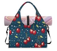 Cute Fruit Cherry Design Sports Duffel Bag for Women Men Weekend Overnight Bag with Shoe Compartment Shoulder Tote Luggage Bag for Yoga Gym Travel