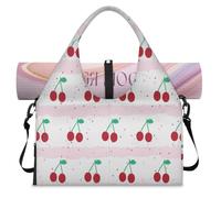 Cute Fruit Cherry Sports Duffel Bag for Women Men Weekend Overnight Bag with Shoe Compartment Shoulder Tote Luggage Bag for Yoga Gym Travel