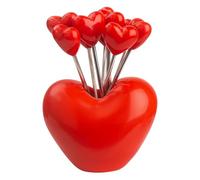 Cute Fruit Forks - Reusable Metal Heart Shaped Sticks with Handy Holder, Food Pick for | 10 Piece Stainless Steel Kitchen Accessories Set