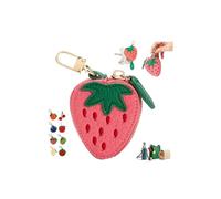 Cute Fruit Leather Bag Charm,Strawberry Coin Purse,Kawaii Mini Coin Purse Keychain,Mini Leather Fruit Peach Lemon Keychain Bag Charms,for Backpack Decoration,for Ai-rtag Wallet Gift for Girl Women