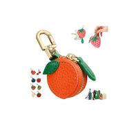 Cute Fruit Leather Bag Charm,Strawberry Coin Purse,Kawaii Mini Coin Purse Keychain,Mini Leather Fruit Peach Lemon Keychain Bag Charms,for Backpack Decoration,for Ai-rtag Wallet Gift for Girl Women