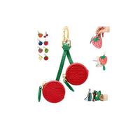 Cute Fruit Leather Bag Charm,Strawberry Coin Purse,Kawaii Mini Coin Purse Keychain,Mini Leather Fruit Peach Lemon Keychain Bag Charms,for Backpack Decoration,for Ai-rtag Wallet Gift for Girl Women