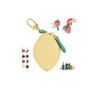 Cute Fruit Leather Bag Charm,Strawberry Coin Purse,Kawaii Mini Coin Purse Keychain,Mini Leather Fruit Peach Lemon Keychain Bag Charms,for Backpack Decoration,for Ai-rtag Wallet Gift for Girl Women