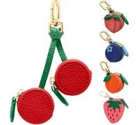 Cute Fruit Leather Bag Y2k Keychain Peach Fruit Charm Coin Purse, Strawberry Coin Purse, Waterproof Fruit Bag Charm Bag Keychain, Mini Pouch for Ai-rtag Wallet Gift for Girl Women