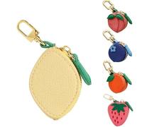 Cute Fruit Leather Bag Y2k Keychain Peach Fruit Charm Coin Purse, Strawberry Coin Purse, Waterproof Fruit Bag Charm Bag Keychain, Mini Pouch for Ai-rtag Wallet Gift for Girl Women