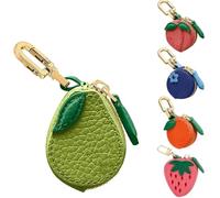 Cute Fruit Leather Bag Y2k Keychain Peach Fruit Charm Coin Purse, Strawberry Coin Purse, Waterproof Fruit Bag Charm Bag Keychain, Mini Pouch for Ai-rtag Wallet Gift for Girl Women