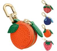Cute Fruit Leather Bag Y2k Keychain Peach Fruit Charm Coin Purse, Strawberry Coin Purse, Waterproof Fruit Bag Charm Bag Keychain, Mini Pouch for Ai-rtag Wallet Gift for Girl Women