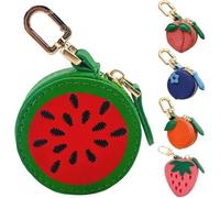 Cute Fruit Leather Bag Y2k Keychain Peach Fruit Charm Coin Purse, Strawberry Coin Purse, Waterproof Fruit Bag Charm Bag Keychain, Mini Pouch for Ai-rtag Wallet Gift for Girl Women