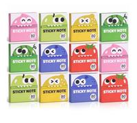 Cute Fruit Monster Pop-Up Sticky Notes Dispenser，12PCS