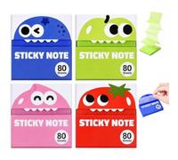 Cute Fruit Monster Pop-Up Sticky Notes Dispenser, 2026 New Transparent Pull Out Sticky Notes with Index Tabs, Clear Translucent Memo Pads for Office, School, Study & Planner (4pcs-3)
