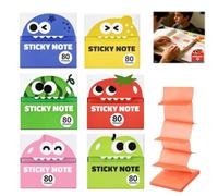 Cute Fruit Monster Pop-up Sticky Notes Dispenser, Transparent Pull Out Sticky Notes Set, Clear Sticky Notes | 80 Sheets Pull-Out Cartoon Box for Page Marking, Office, School, Study，6 PCS