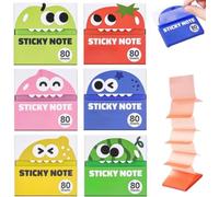 Cute Fruit Monster Sticky Notes Transparent Pull Out Sticky Notes Colorful Pull Out Office Memo Pads Post Sticky Notes for Office Planning, Journaling Organization Daily Annotation Studying (6PCS)