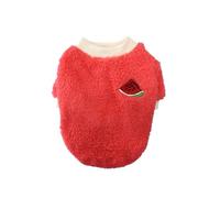 【Cute Fruit Print】Pet Apparel Autumn/Winter Skin-Friendly Warm Pullover Sweater for Dogs and Cats, Soft Fleece Puppy Clothing(Red,XL)