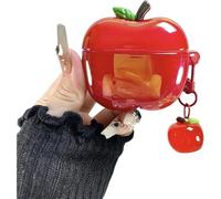 Cute Fruit Shaped Case for Airpods 4,Cute Funny Creative 3D Fruit Pattern Design for Boys Girls,for Air pod 4th Gen Earphone Protective Cover with Pendant (Red for airpods 4)