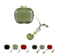 Cute Fruit Shaped Case for AirPods Pro 1/2, Realistic Design Cover with Leaf Charm, Translucent Shockproof TPU Protective Case, Great Gift Idea (green for Airpods Pro2)