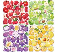Cute Fruit Stickers for Children - 200 Different Designs, Smiling and Shy Fruits in Yellow, Green, Red and Purple - 5-7.5 cm Cartoon Fruit Sticker Set