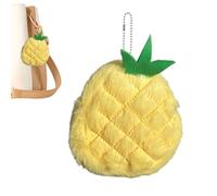Cute Fruit Wallet - Mini Bag Purse Key Chain Small Storage Bag Women's Round Shape Coin Purse Fruits Shape Soft Fabric Compact Pouch Portable Wallet for Travel Shopping, Yellow (pineapple), see