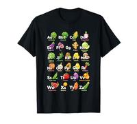 Cute Fruits and Vegetables Alphabet ABCs Vegan Garden T-Shirt