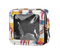 Cute Fruits Bananas Apples Pears Scandinavian Style Cute Clear Small Makeup Bag Skincare Pouches Cosmetic Organizer Case for Women Girls, Christmas Pattern Reindeer, One Size