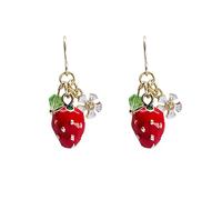 Cute Fruits Dangle Drop Earrings, Fresh Strawberry Pierced Dangly Earrings, Sweet Hot Season Jewelry Gifts for Women Teen Girls, Zinc, No Gemstone